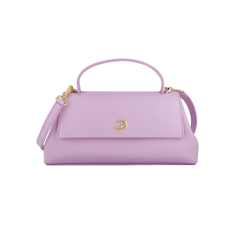 Italian Premium Leather Trapeze Bag Lavender Purple Front - Shen Yun Collections