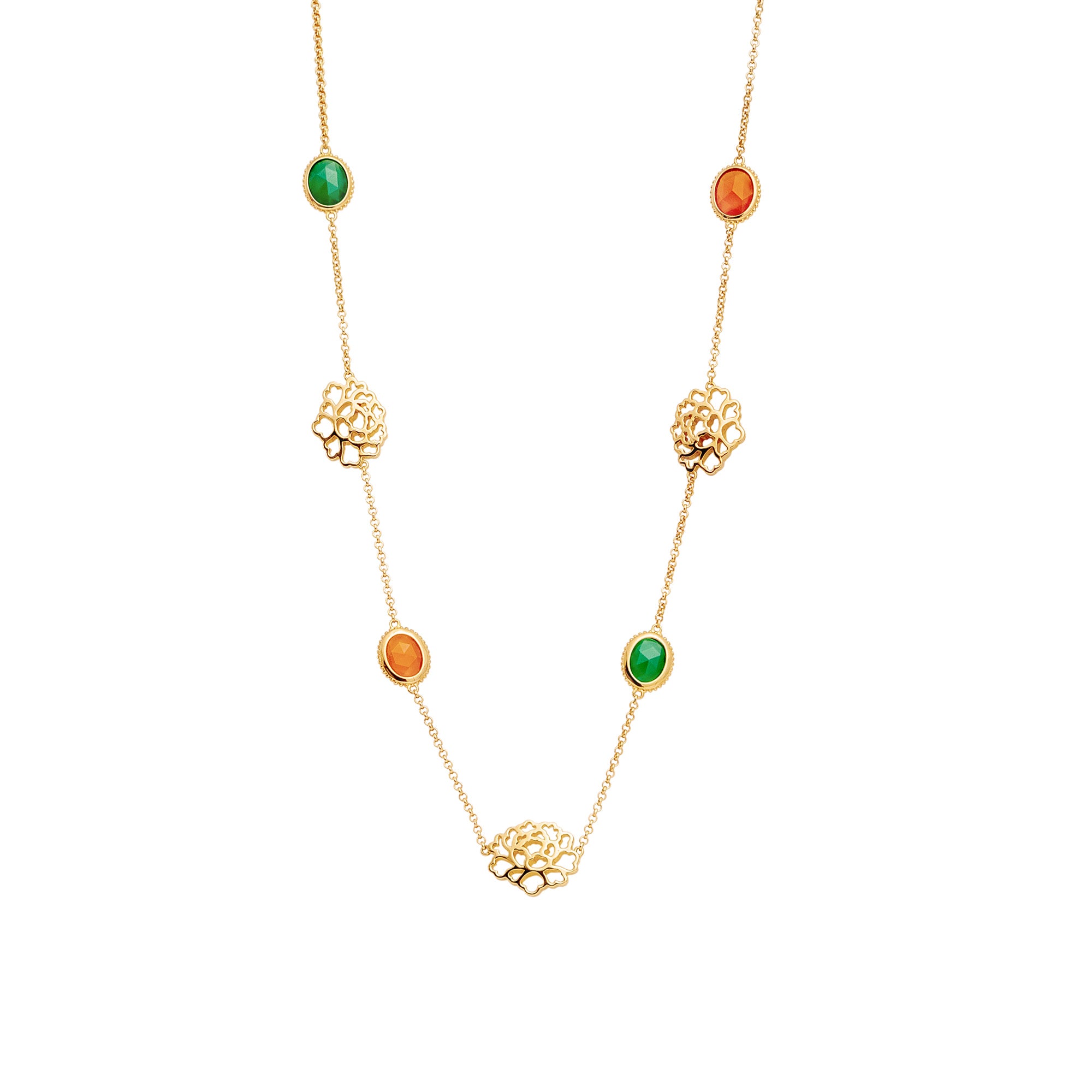 Majestic Tang Peony Necklace Gold Vermeil Front | Shen Yun Collections