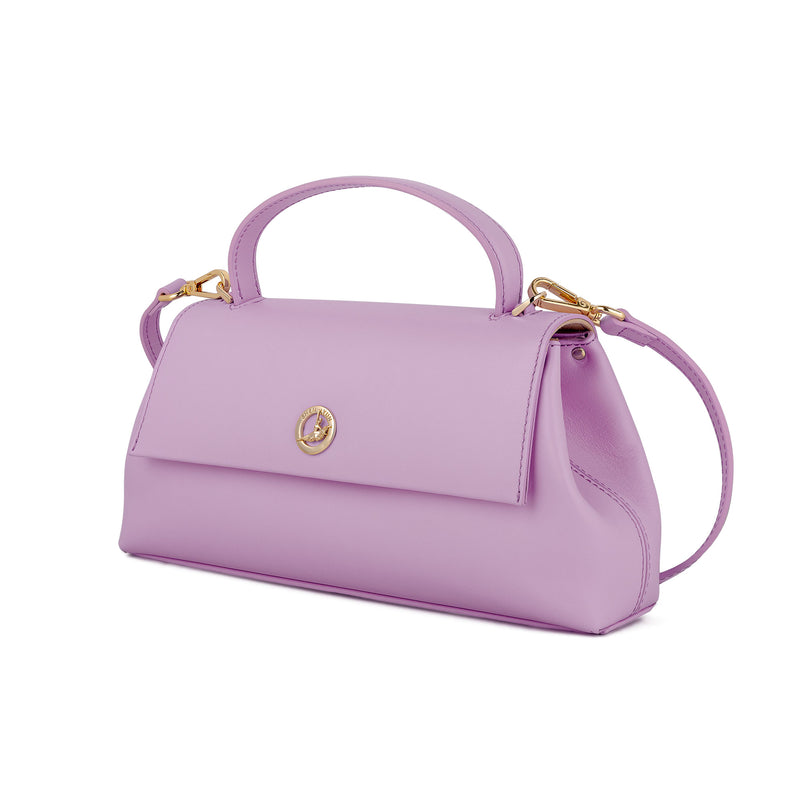 Italian Premium Leather Trapeze Bag Lavender Purple Side - Shen Yun Collections