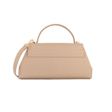 Italian Premium Leather Trapeze Bag Beige Back - Shen Yun Collections