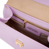 Italian Premium Leather Trapeze Bag Lavender Purple Inside - Shen Yun Collections