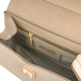 Italian Premium Leather Trapeze Bag Beige