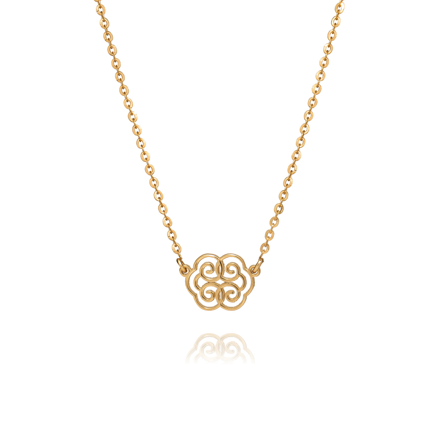 Ruyi Wondrous Blessings Necklace 14kt Yellow Gold Front - Shen Yun Collections