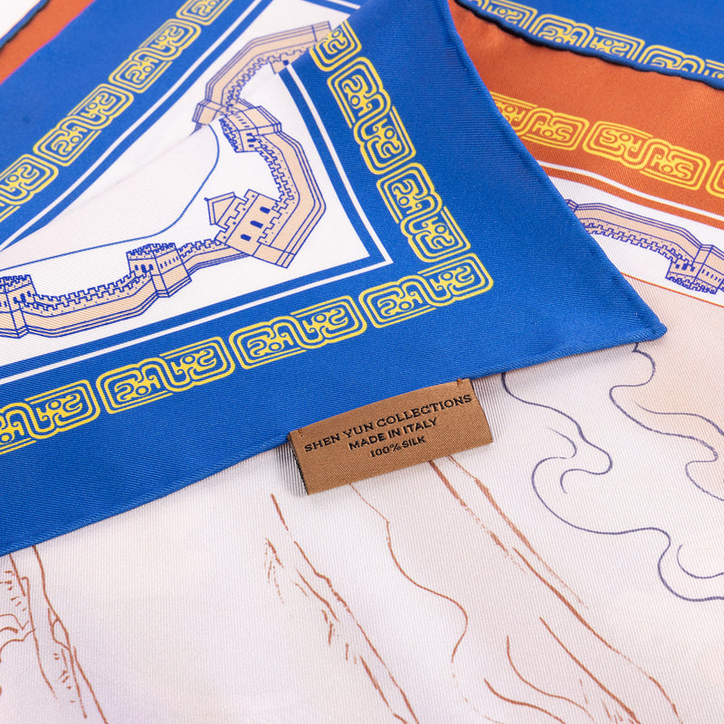 Mulan Double Sided Scarf Royal Blue and Bronze