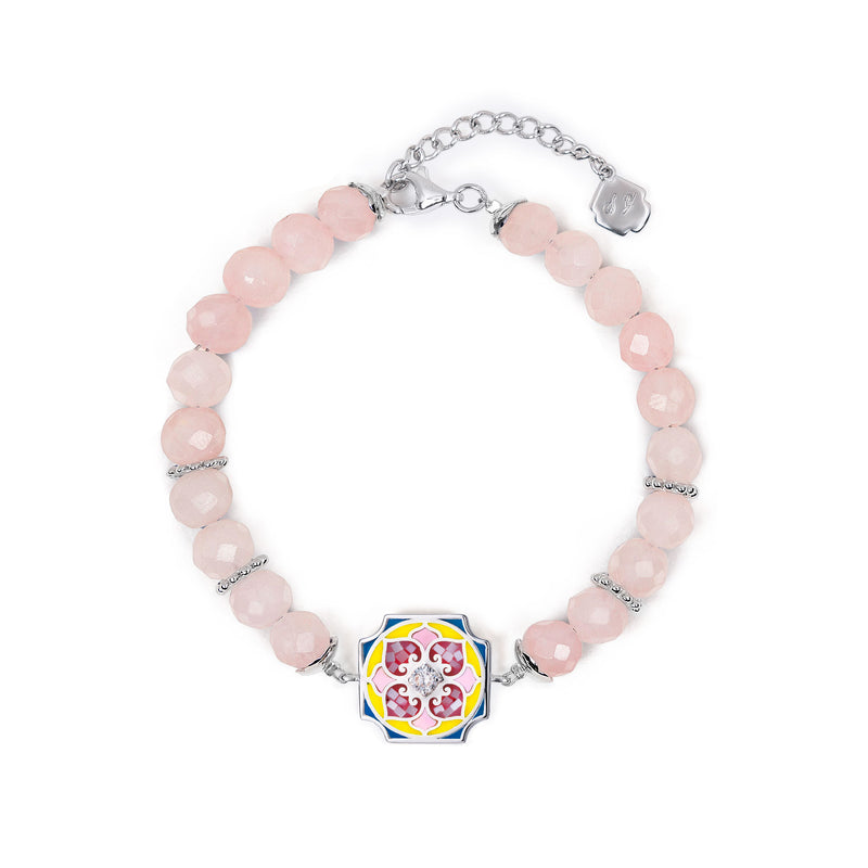 Flora Bliss Bracelet Pink Opal Front View - Shen Yun Collections