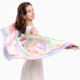 The Mulan Scarf Pink and Sky Blue Modeling - Shen Yun Collections