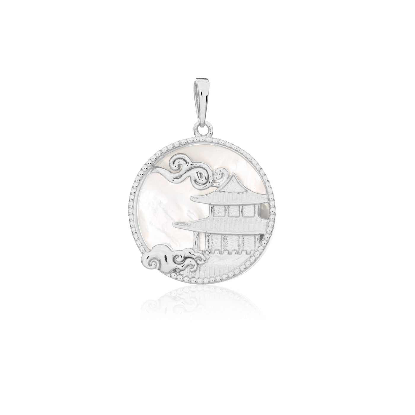 Mystical Moon Palace Charm Silver 18mm Front - Shen Yun Collections