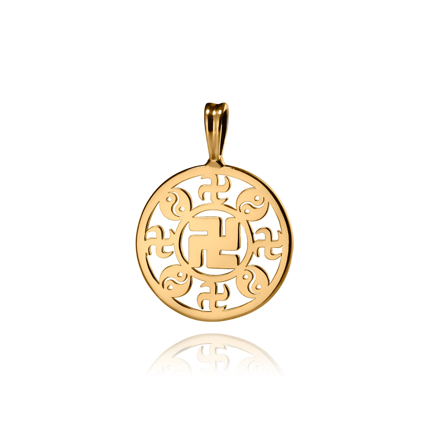 Falun Pendant 24kt Yellow Gold 17mm Front Image | Shen Yun Collections 