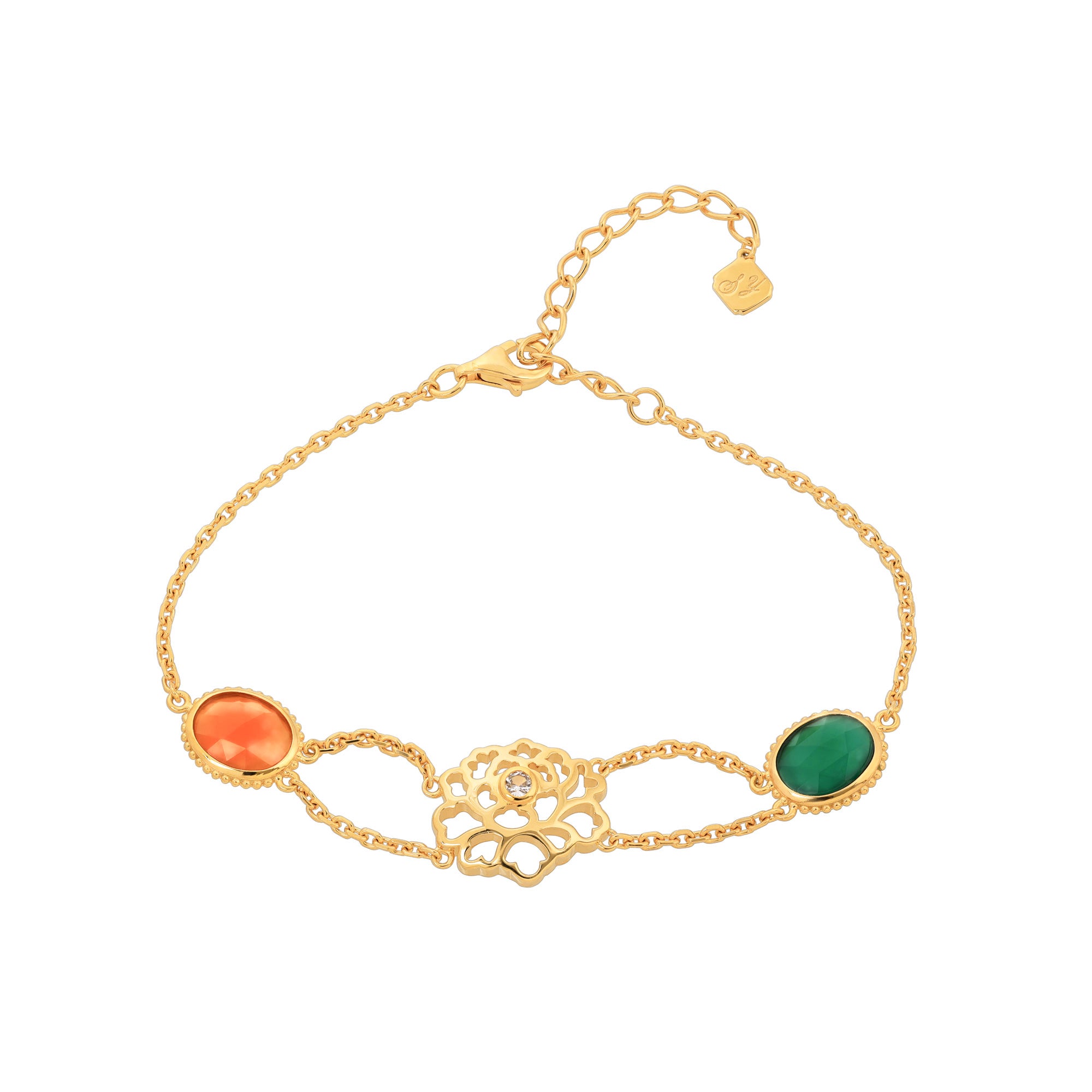 Majestic Tang Peony Classic Bracelet Gold Vermeil Front | Shen Yun Collections