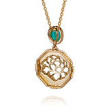 The Tang Elegance Necklace 18kt Yellow Gold with Blue Chalcedony Back View | Shen Yun Collections