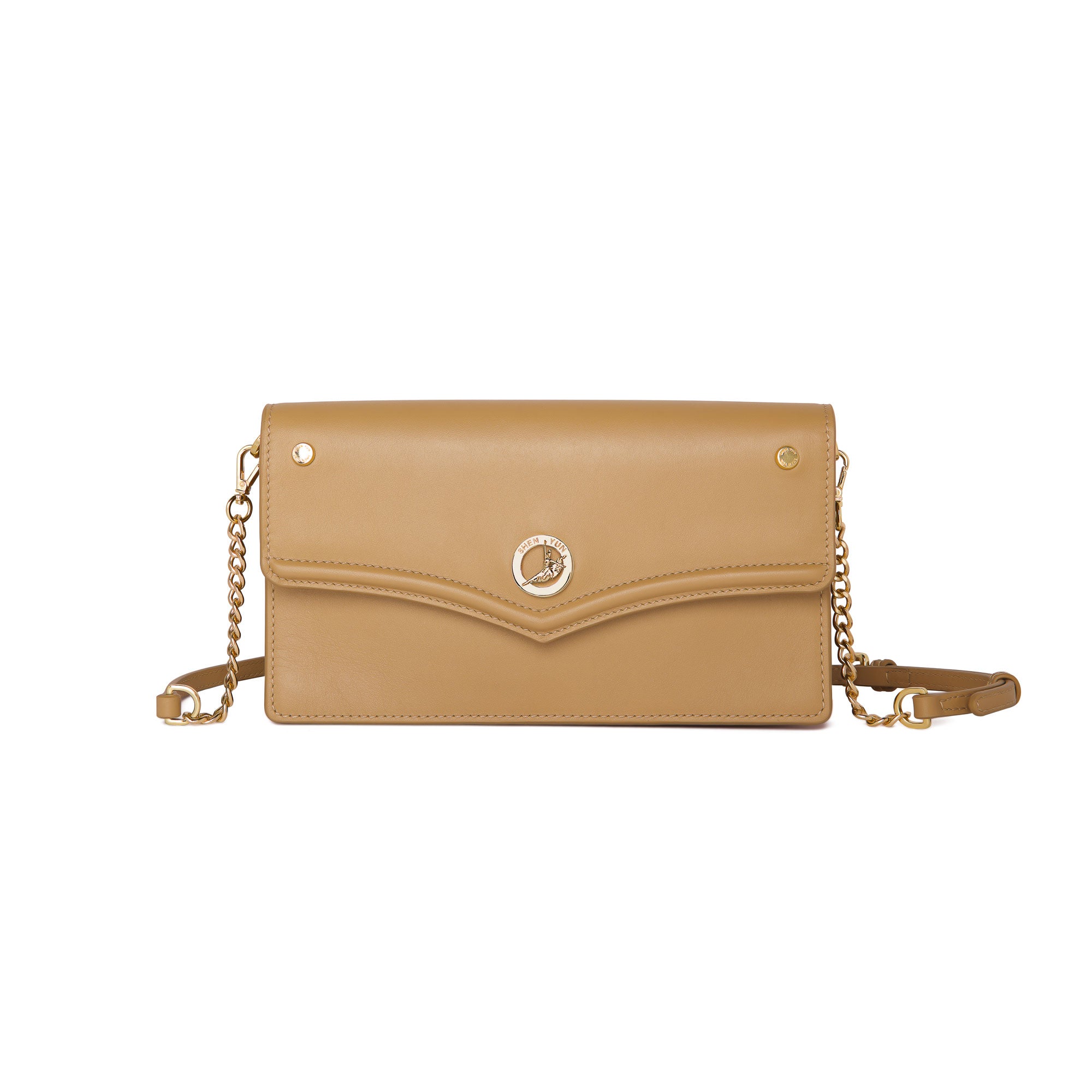 The Spirit of Mulan Crossbody Bag Tan Front View | Shen Yun Collection 